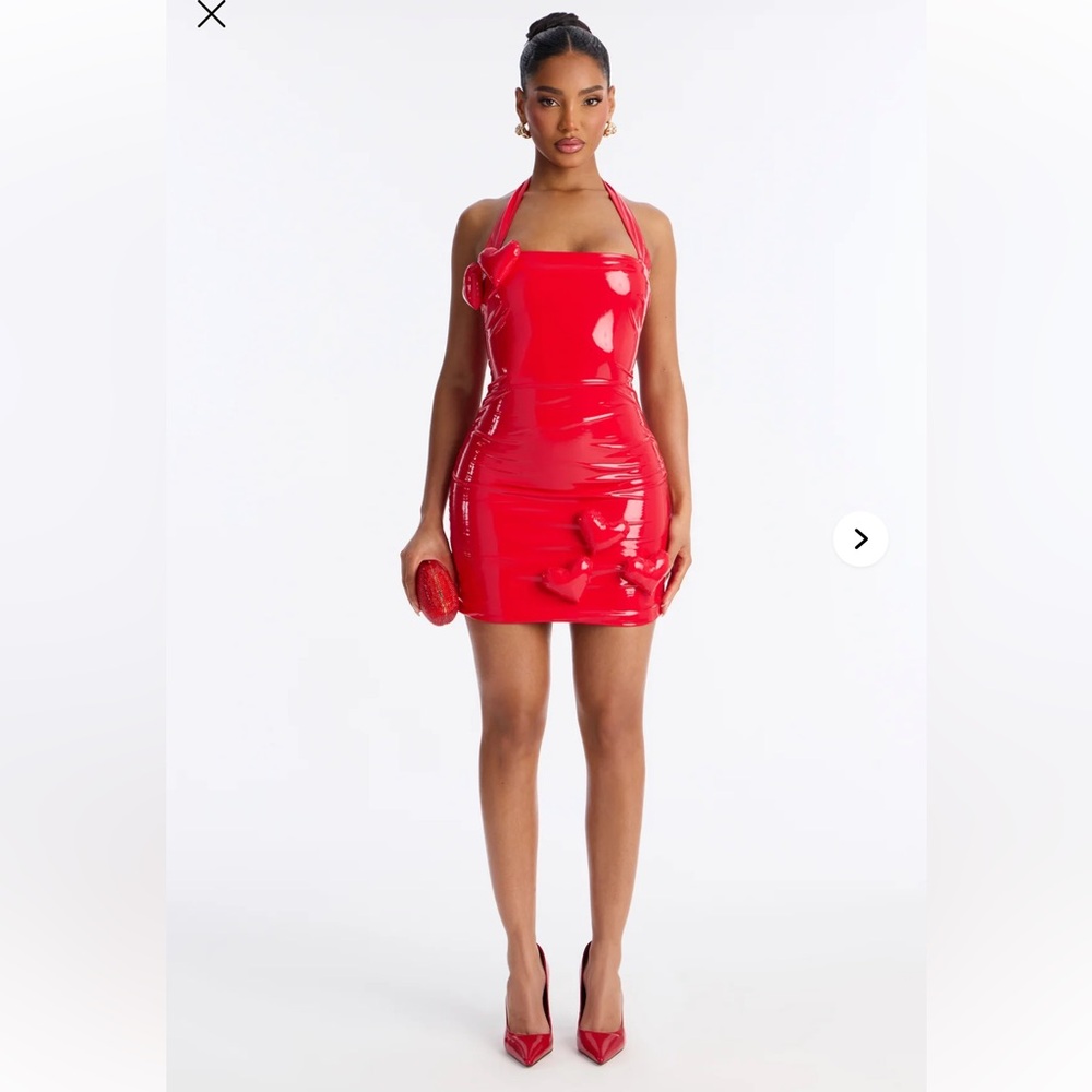 Red Patent Halter Mini Dress